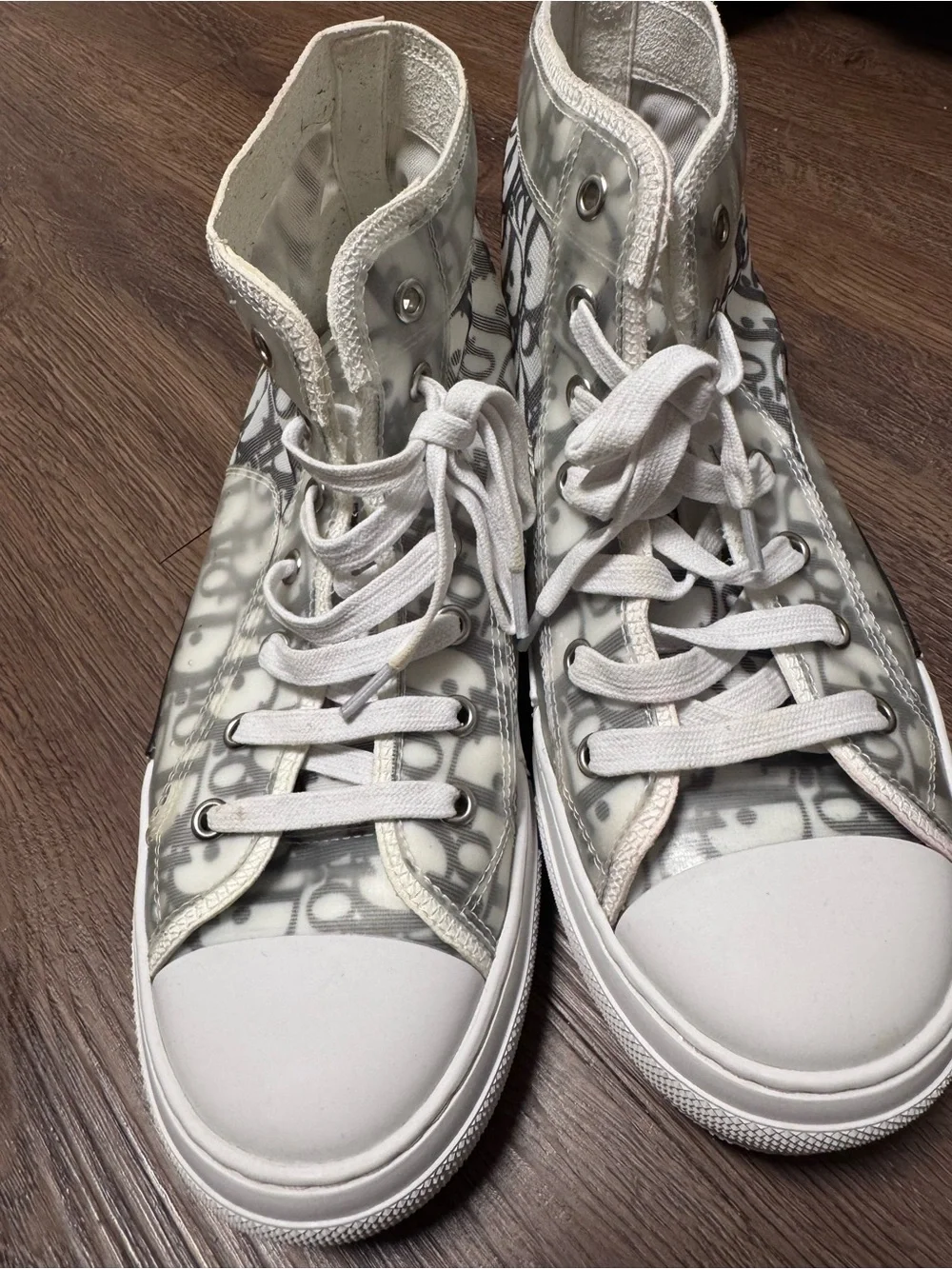 Dior Translucent Logo High-Top Sneakers in White